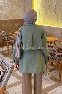 Lamelif Pelerin Detaylı Gömlek Çağla Yeşili