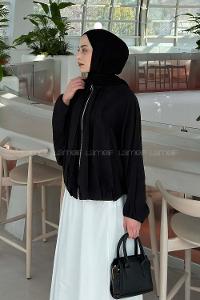 Lamelif Yarasa Kol Ceket Siyah