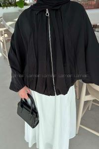 Lamelif Yarasa Kol Ceket Siyah