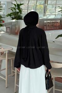 Lamelif Yarasa Kol Ceket Siyah