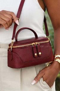Lamelif Tasarımcı Dokulu Kadın Küçük Kutu Çanta Bordo