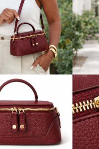 Lamelif Tasarımcı Dokulu Kadın Küçük Kutu Çanta Bordo