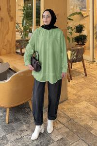 Khaki Shirt Collar Long Arm Cotton Shirt