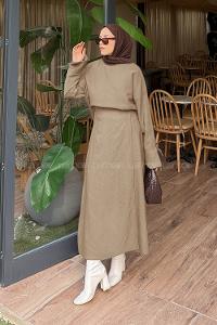 Lamelif Eteği Bağlama Detaylı Takım Bej