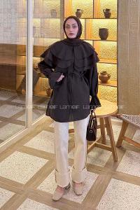 Lamelif Volan Detaylı Kol Büzgülü Gömlek Acı Kahve