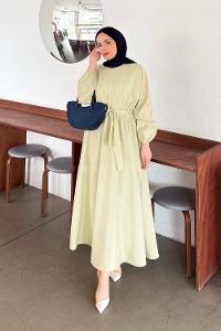 Mint Green Crew Neck Modal Cupra Dresess