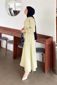 Mint Green Crew Neck Modal Cupra Dresess