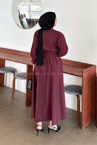 Lamelif Bağlama Detaylı Mevlana Elbise Mürdüm