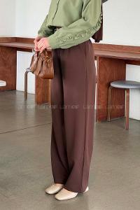 Lamelif Düğme Detaylı Pantolon Acı Kahve