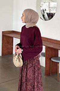 Lamelif Kol Armalı Sweatshirt Bordo