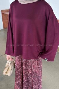 Lamelif Kol Armalı Sweatshirt Bordo