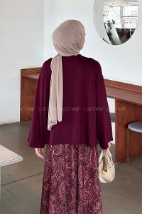 Lamelif Kol Armalı Sweatshirt Bordo