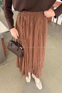 Lamelif Kraşlı Tesettür Etek Acı Kahve