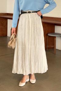 Lamelif Kraşlı Tesettür Etek Beyaz