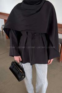 Black Crew Neck Long Arm Viscose Fabric Blouse