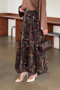 Lamelif Şifon Mevlana Etek Çokrenkli