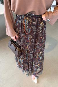 Lamelif Şifon Mevlana Etek Çokrenkli