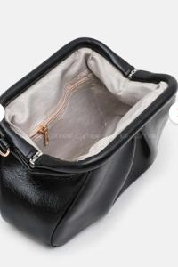 Lamelif Clutch Form Uzun Askılı Degas Kadın Çanta Parlak Siyah