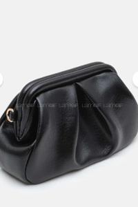 Lamelif Clutch Form Uzun Askılı Degas Kadın Çanta Parlak Siyah