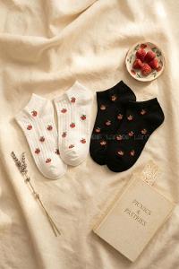 Lamelif 2li Yıkamalı Penye Çilek Çorap