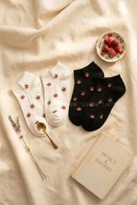 Lamelif 2li Yıkamalı Penye Çilek Çorap