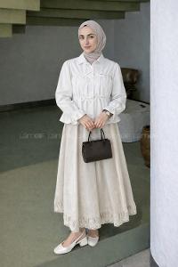 White Shirt Collar Long Arm Viscose Fabric Unprinted Shirt