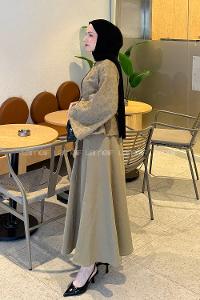 Lamelif Kabartma Nakış İşlemeli Takım Haki