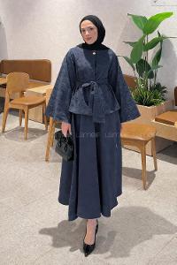 Lamelif Kabartma Nakış İşlemeli Takım Lacivert