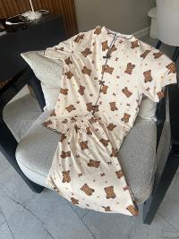 Lamelif Kadın Ayıcık Desenli Fiyonk Özel Dikiş Pijama Takımı