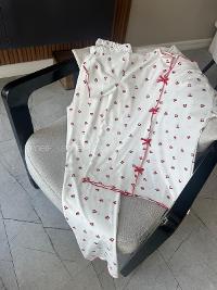 Lamelif Kadın Kiraz Desenli Fiyonk Özel Dikiş Pijama Takımı