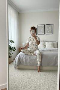 Lamelif Kadın Milan Kumaş  Tavşan   Desenli Pijama Takımı