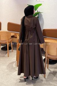 Lamelif Kravat Yaka Tesettür Takım Acı Kahve