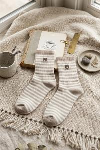 Lamelif Penye Çizgili Ayı Kolej Çorap