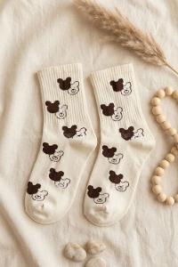 Lamelif Penye Kahverenkli Ayı Kolej Çorap