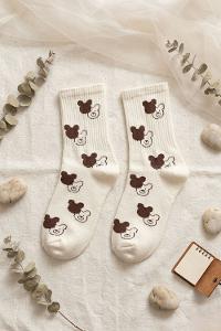 Lamelif Penye Kahverenkli Ayı Kolej Çorap