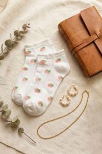 Lamelif Yıkamalı Penye Çilek Çorap