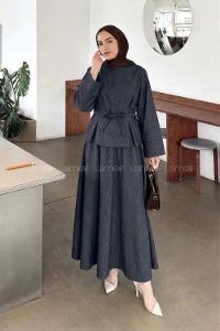 Lamelif Belden Pensli İkili Takım Kot Mavisi