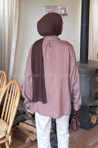 Brown Shirt Collar Long Arm Viscose Fabric Shirt