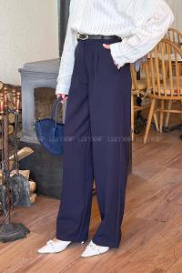 Lamelif Düğme Detaylı Pantolon Lacivert