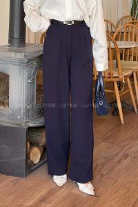 Lamelif Düğme Detaylı Pantolon Lacivert