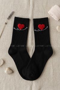 Lamelif İhracat Tüylü Kalp Kolej Çorap