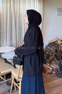 Lamelif Kemerli Ceket Siyah