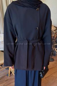 Lamelif Kemerli Ceket Siyah