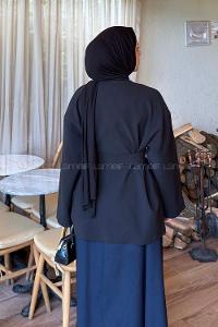 Lamelif Kemerli Ceket Siyah