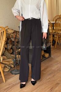 Lamelif Kemerli Pensli Pantolon Siyah