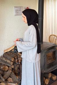 Lamelif Kol Armalı Sweatshirt Gri