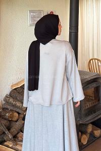 Lamelif Kol Armalı Sweatshirt Gri