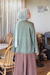 Lamelif Kol Armalı Sweatshirt Haki