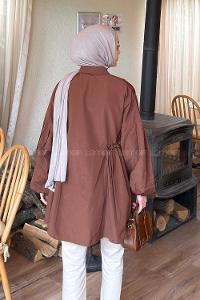 Lamelif Lopez Balon Kol Tunik Acı Kahve