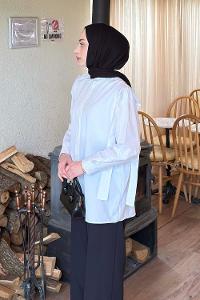 White Shirt Collar Long Arm Cotton Shirt